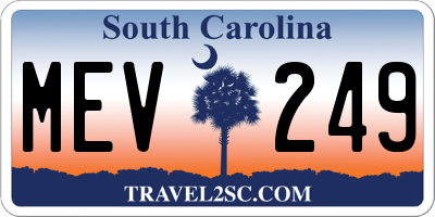 SC license plate MEV249