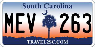 SC license plate MEV263