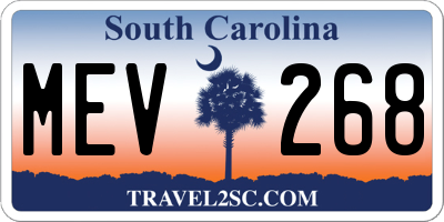 SC license plate MEV268