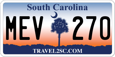 SC license plate MEV270