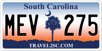 SC license plate MEV275