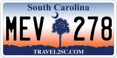 SC license plate MEV278