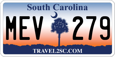 SC license plate MEV279