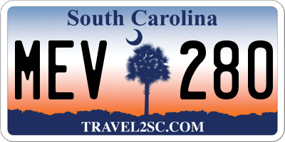 SC license plate MEV280