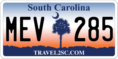 SC license plate MEV285