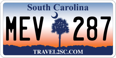 SC license plate MEV287