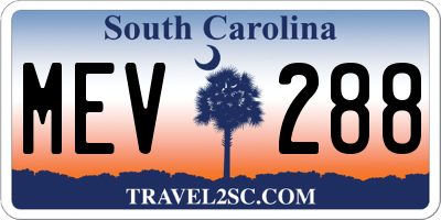 SC license plate MEV288