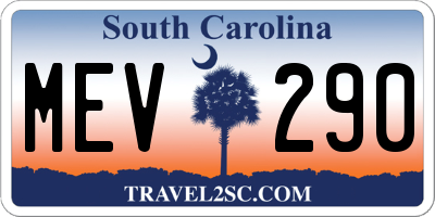SC license plate MEV290