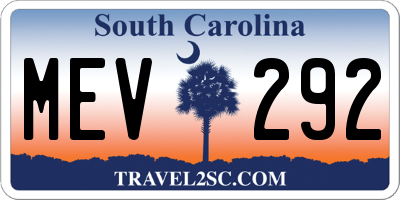 SC license plate MEV292