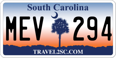 SC license plate MEV294