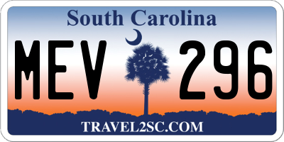 SC license plate MEV296
