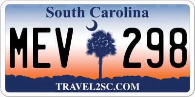 SC license plate MEV298