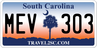 SC license plate MEV303