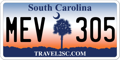 SC license plate MEV305