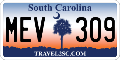 SC license plate MEV309