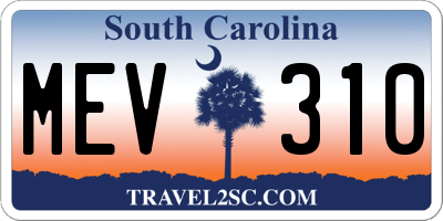 SC license plate MEV310