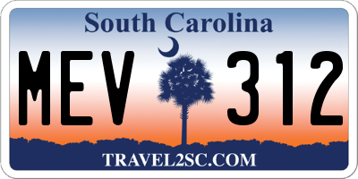 SC license plate MEV312