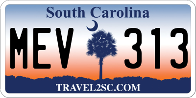 SC license plate MEV313