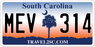 SC license plate MEV314