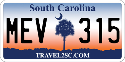 SC license plate MEV315