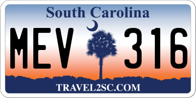 SC license plate MEV316
