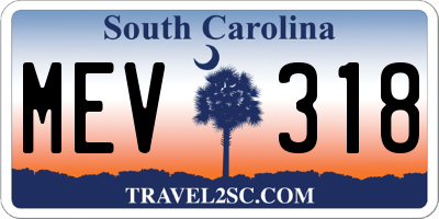 SC license plate MEV318