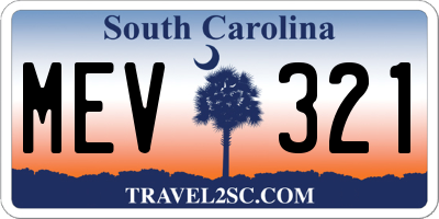 SC license plate MEV321