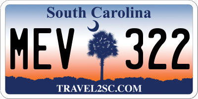 SC license plate MEV322