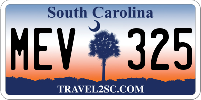SC license plate MEV325