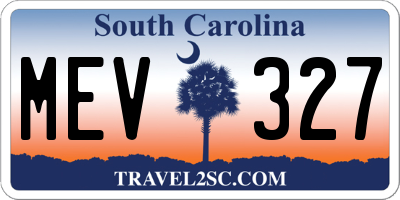 SC license plate MEV327