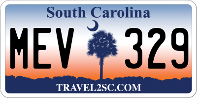 SC license plate MEV329