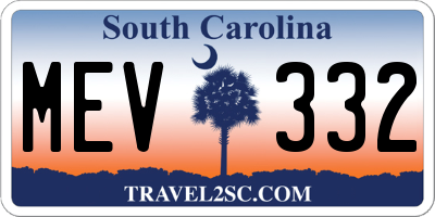 SC license plate MEV332