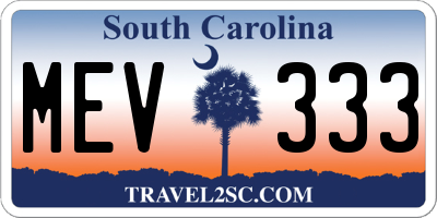 SC license plate MEV333
