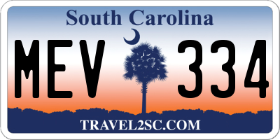 SC license plate MEV334