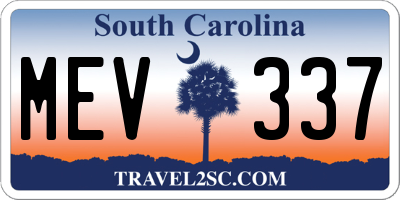 SC license plate MEV337