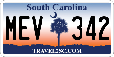 SC license plate MEV342