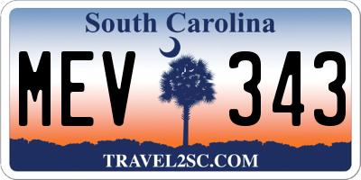 SC license plate MEV343