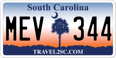 SC license plate MEV344