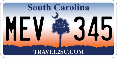 SC license plate MEV345