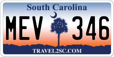 SC license plate MEV346