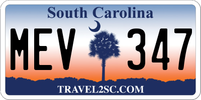 SC license plate MEV347