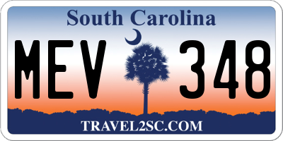 SC license plate MEV348
