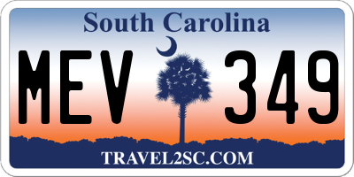 SC license plate MEV349