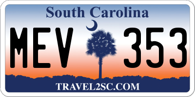 SC license plate MEV353