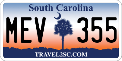 SC license plate MEV355