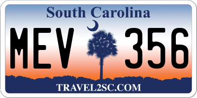 SC license plate MEV356