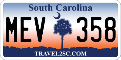 SC license plate MEV358
