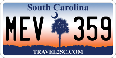 SC license plate MEV359