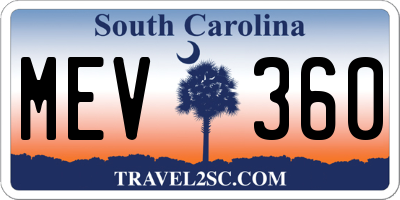 SC license plate MEV360