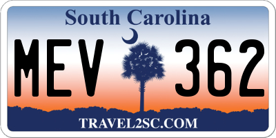 SC license plate MEV362